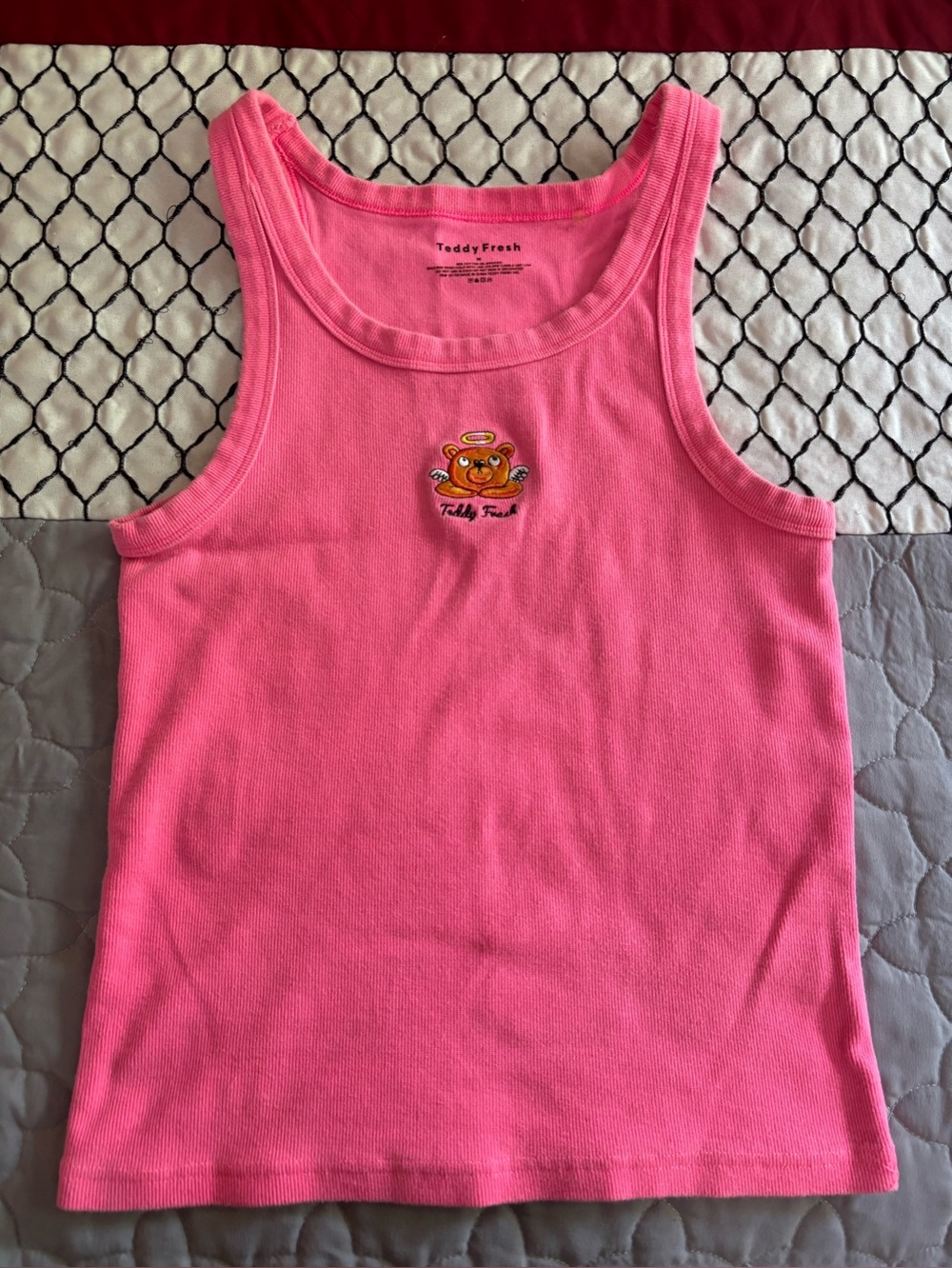 Teddy Fresh Pink Tank Top with Bear Patch